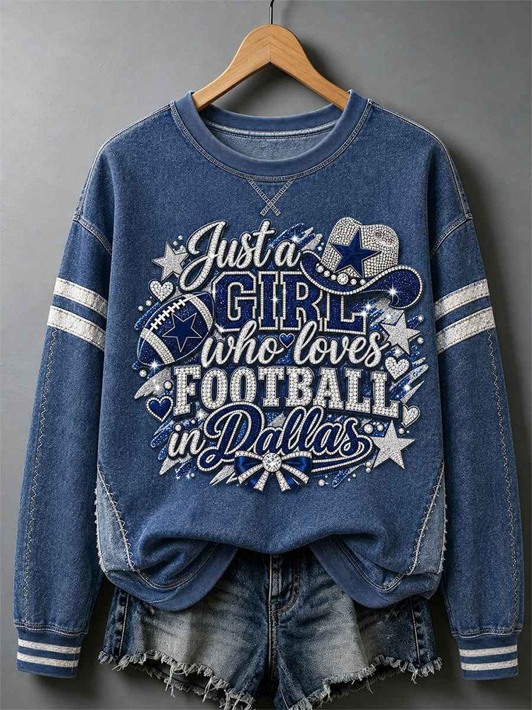 Dallas Cowboys Merch Just A Girl Who Loves Football In Dallas Sweashirt NFL Clothing Gifts Idea