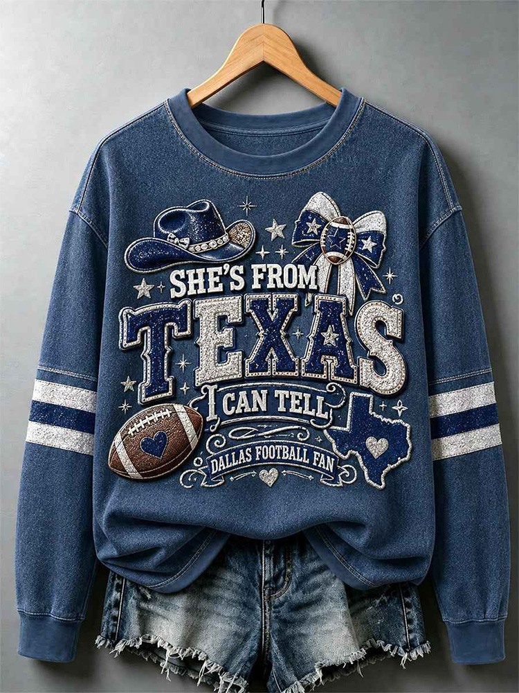 Dallas Cowboys Merch She From Texas I Can Tell Sweashirt NFL Outfit Gift For Cowboys Fans