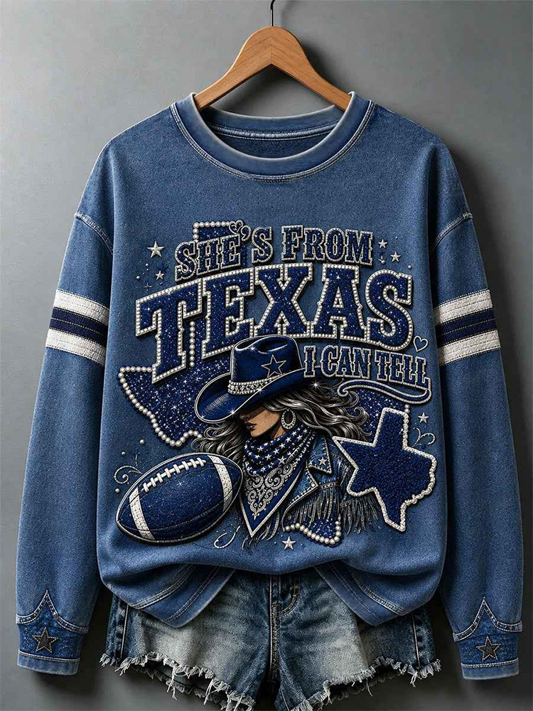 Dallas Cowboys Merch She From Texas I Can Tell Sweashirt NFL Clothing Gifts Idea