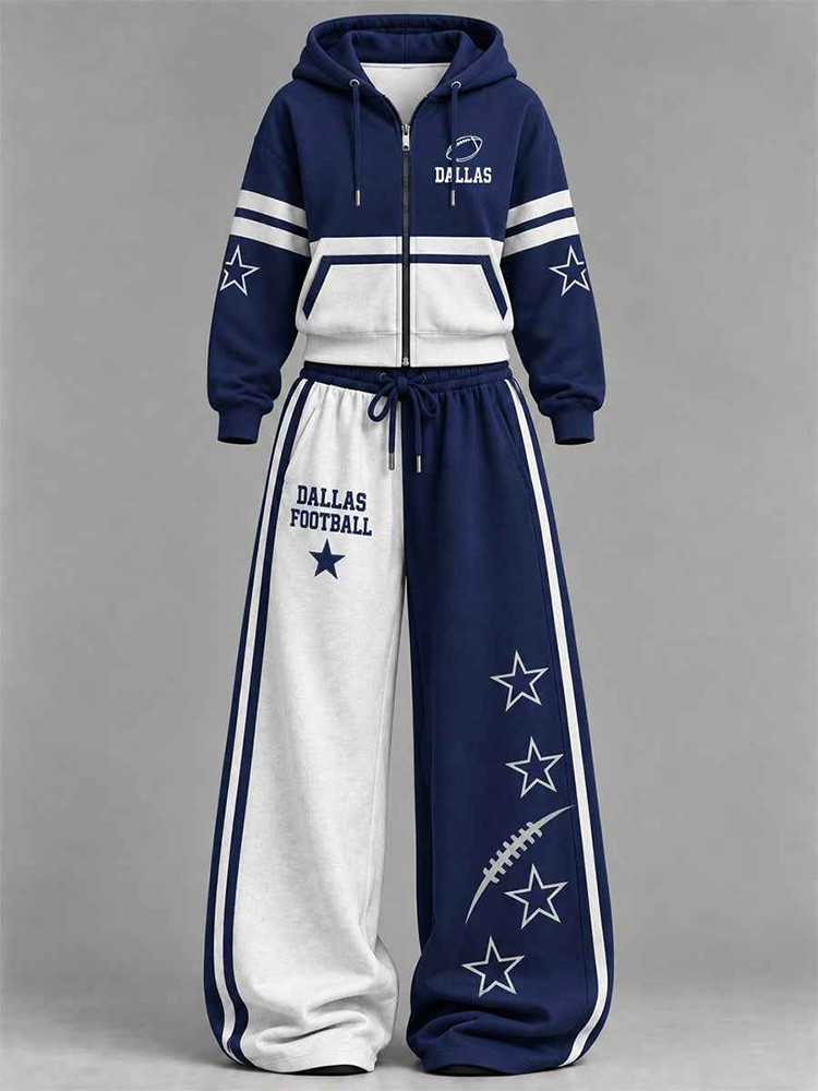 Dallas Cowboys Merch Dallas Football Zip Hoodie And Sweatpants Set NFL Outfit Gifts Idea