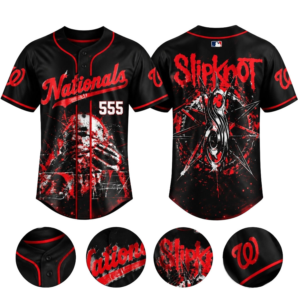 Washington Nationals X Slipknot Stadium Tour 2027 Baseball Jersey Washington Nationals Merch 1 - Unicasport Washington Nationals X Slipknot Stadium Tour 2027 Baseball Jersey Washington Nationals Merch