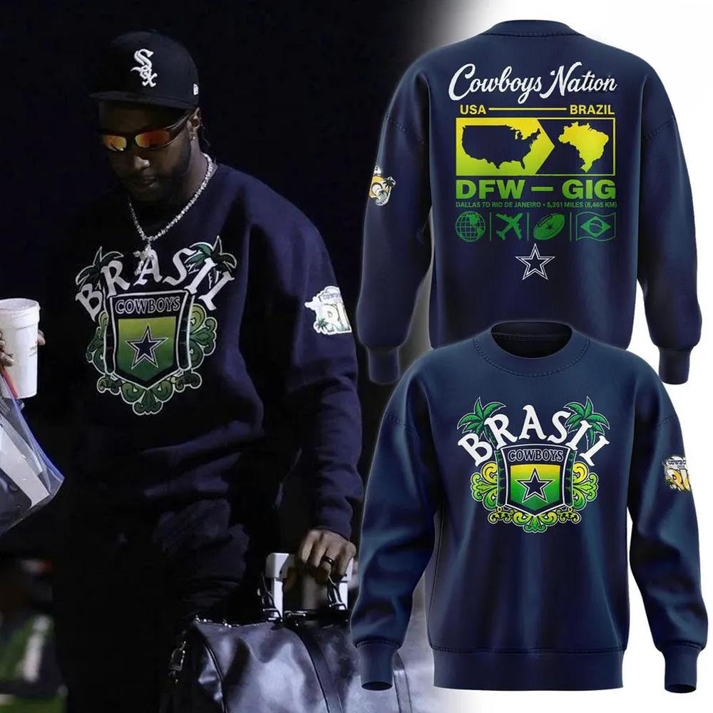 Dallas Cowboys Merch NFL Rio De Janeiro Brazil Game Sweatshirt Cowboys Game Day Clothing 1 - Unicasport Dallas Cowboys Merch NFL Rio De Janeiro Brazil Game Sweatshirt Cowboys Game Day Clothing