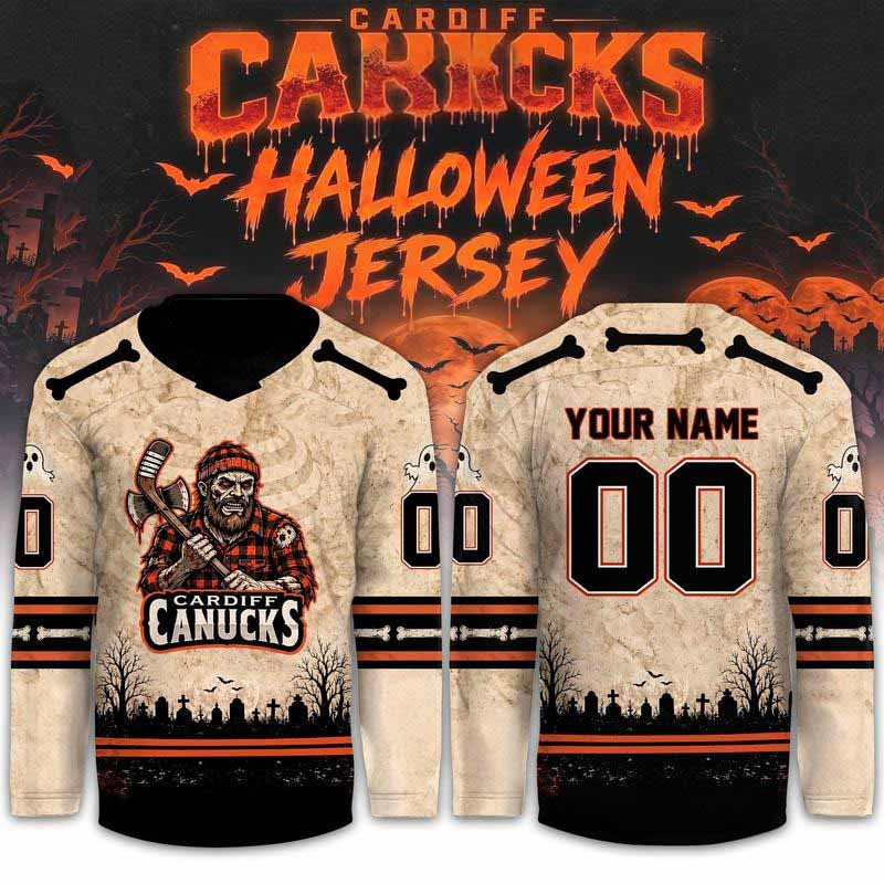 Custom Cardiff Canucks Merch 2026 Happy Halloween Night Hockey Jersey Shirt Fans Gear 1 - Unicasport Custom Cardiff Canucks Merch 2026 Happy Halloween Night Hockey Jersey Shirt Fans Gear