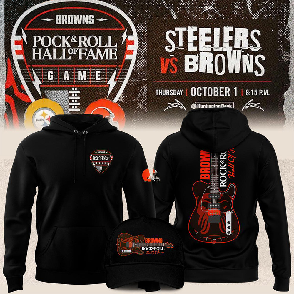 Cleveland Browns Merch Rock 26 Roll Hall Of Fame Hoodie Steelers Vs Browns Game Day Apparel 1 - Unicasport Cleveland Browns Merch Rock 26 Roll Hall Of Fame Hoodie Steelers Vs Browns Game Day Apparel