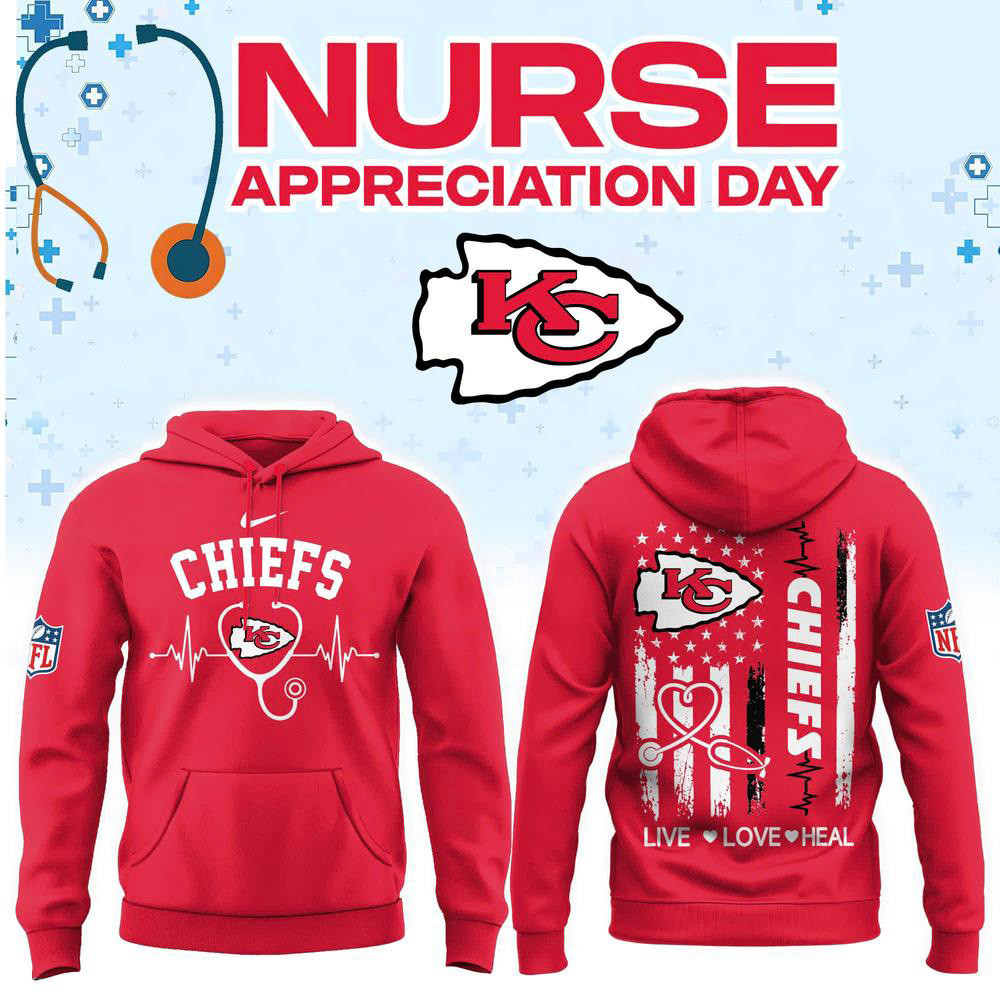 Kansas City Chiefs Merch X Nurse Appreciation Red Hoodie KC Chiefs Game Day Apparel Gifts Idea 1 - Unicasport Kansas City Chiefs Merch X Nurse Appreciation Red Hoodie KC Chiefs Game Day Apparel Gifts Idea