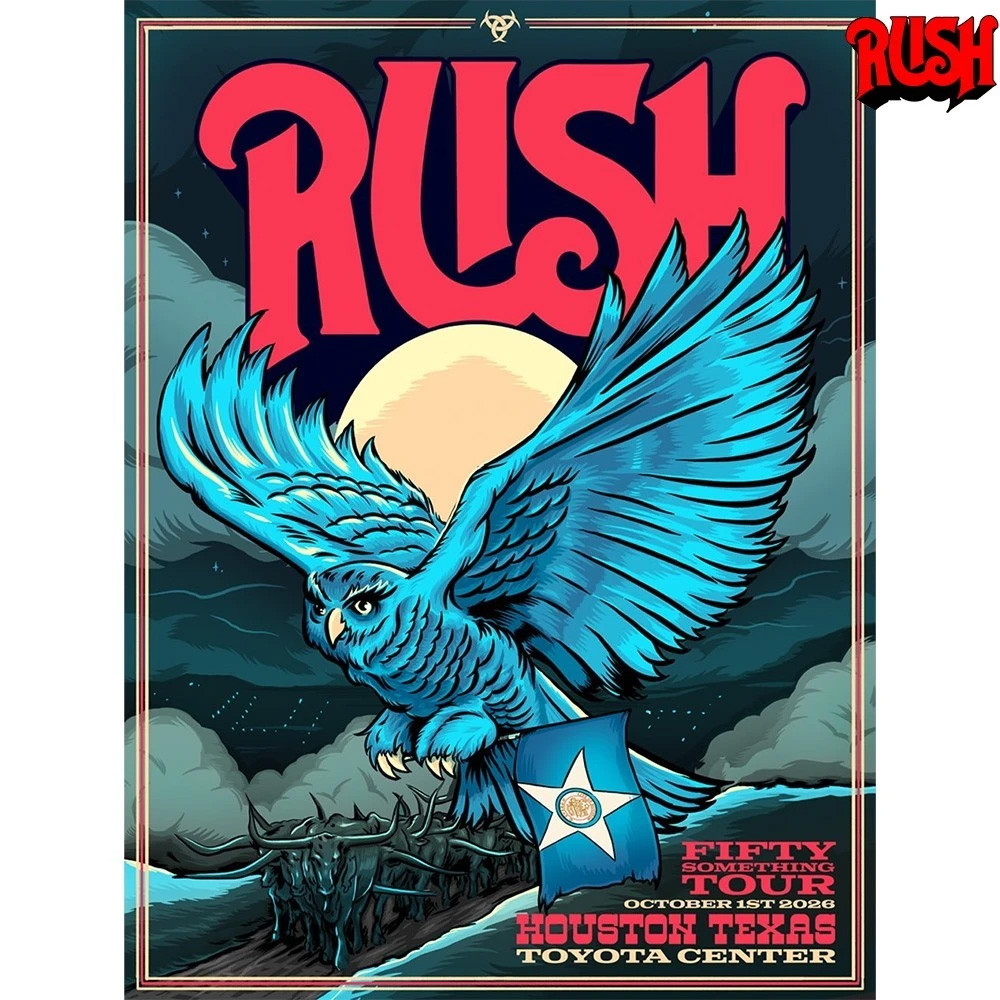 Rush Houston Texas Poster At Toyota Center In Houston TX On Oct 1 2026 Poster RUSH Merch Decor