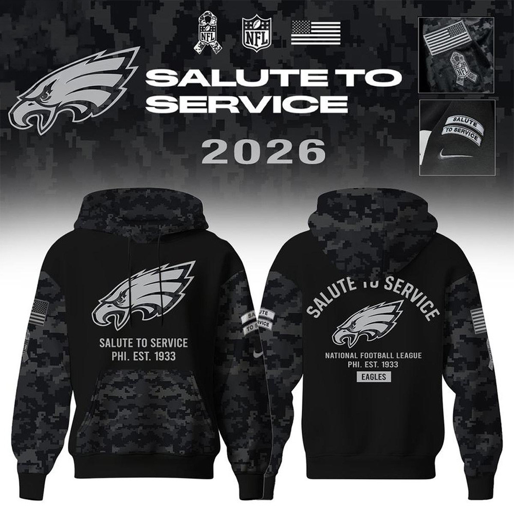 Philadelphia Eagles Merch Salute To Service Camo Hoodie NFL Teams Apparel Eagles Fans Gifts
