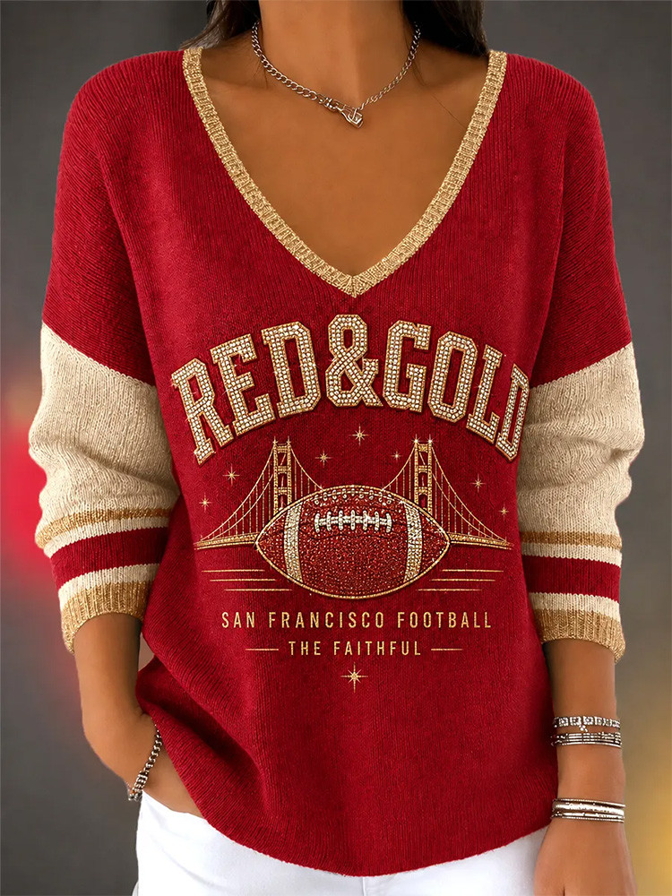 San Francisco 49ers Merch SF 49ers Rams Long Sleeves V-Neck Shirt NFL Outfit Gift For Football Lovers 1 - Unicasport San Francisco 49ers Merch SF 49ers Rams Long Sleeves V-Neck Shirt NFL Outfit Gift For Football Lovers