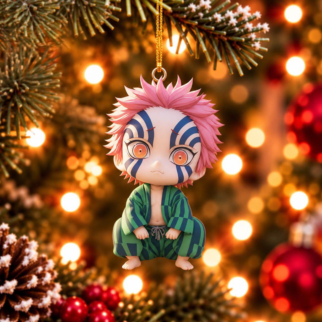 Demon Slayer Akaza Chibi Christmas Ornament Akaza Merch Xmas Tree Decorations Fan Gifts
