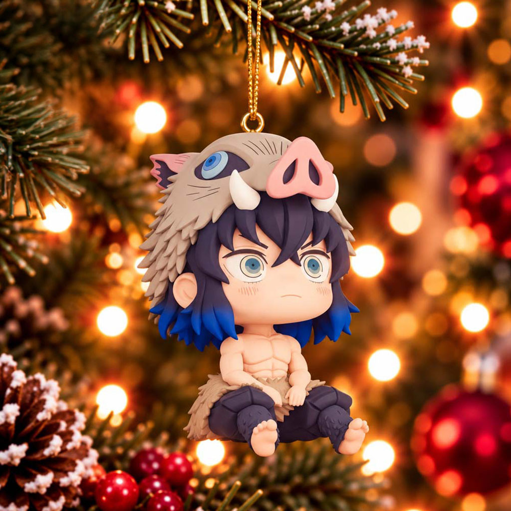 Demon Slayer Hashibira Inosuke Chibi Christmas Ornament Hashibira Inosuke Merch Xmas Tree Decor