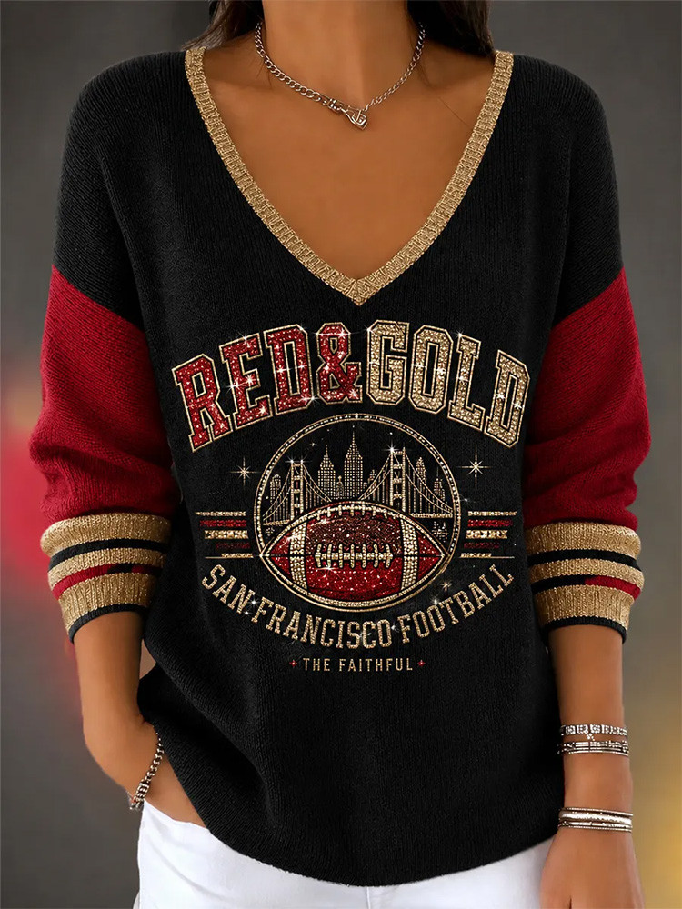 San Francisco 49ers Merch Red And Go San Francisco Long Sleeves V-Neck Shirt NFL Outfit Gifts Idea 1 - Unicasport San Francisco 49ers Merch Red And Go San Francisco Long Sleeves V-Neck Shirt NFL Outfit Gifts Idea