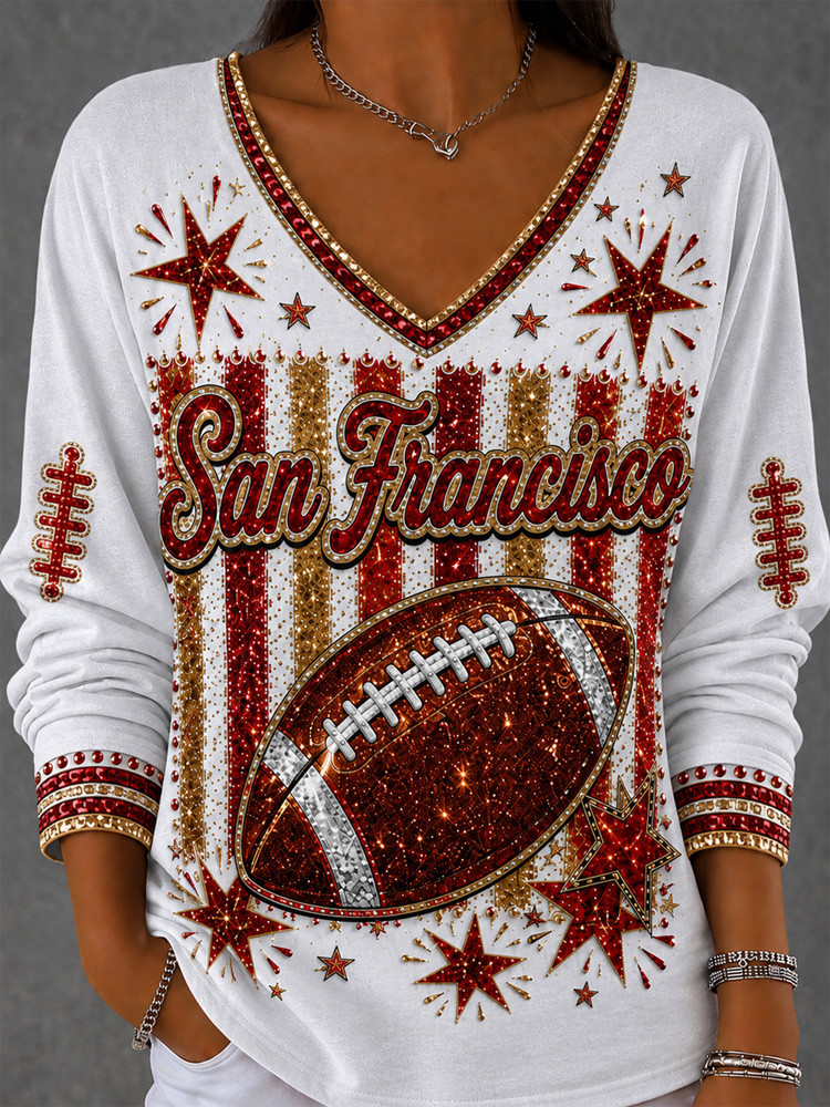 San Francisco 49ers Merch San Francisco Long Sleeves V-Neck Shirt NFL Outfit Gift For 49ers Lovers 1 - Unicasport San Francisco 49ers Merch San Francisco Long Sleeves V-Neck Shirt NFL Outfit Gift For 49ers Lovers