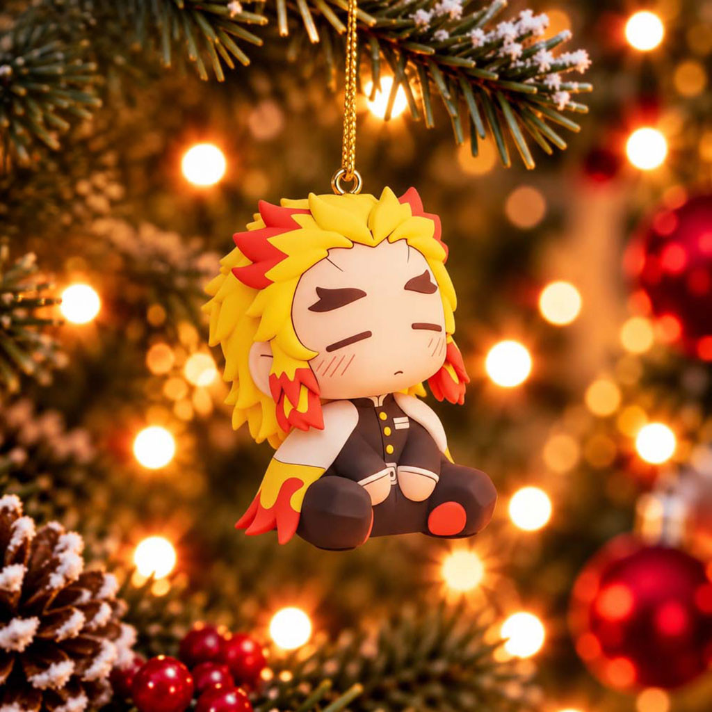 Demon Slayer Rengoku Kyojuro Chibi Xmas Ornament Rengoku Kyojuro Merch Christmas Tree Decor