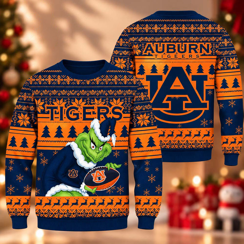 Auburn Tigers The Grinch 2026 Christmas Ugly Sweater Auburn Tigers Merch Gifts For Holiday 1 - Unicasport Auburn Tigers The Grinch 2026 Christmas Ugly Sweater Auburn Tigers Merch Gifts For Holiday