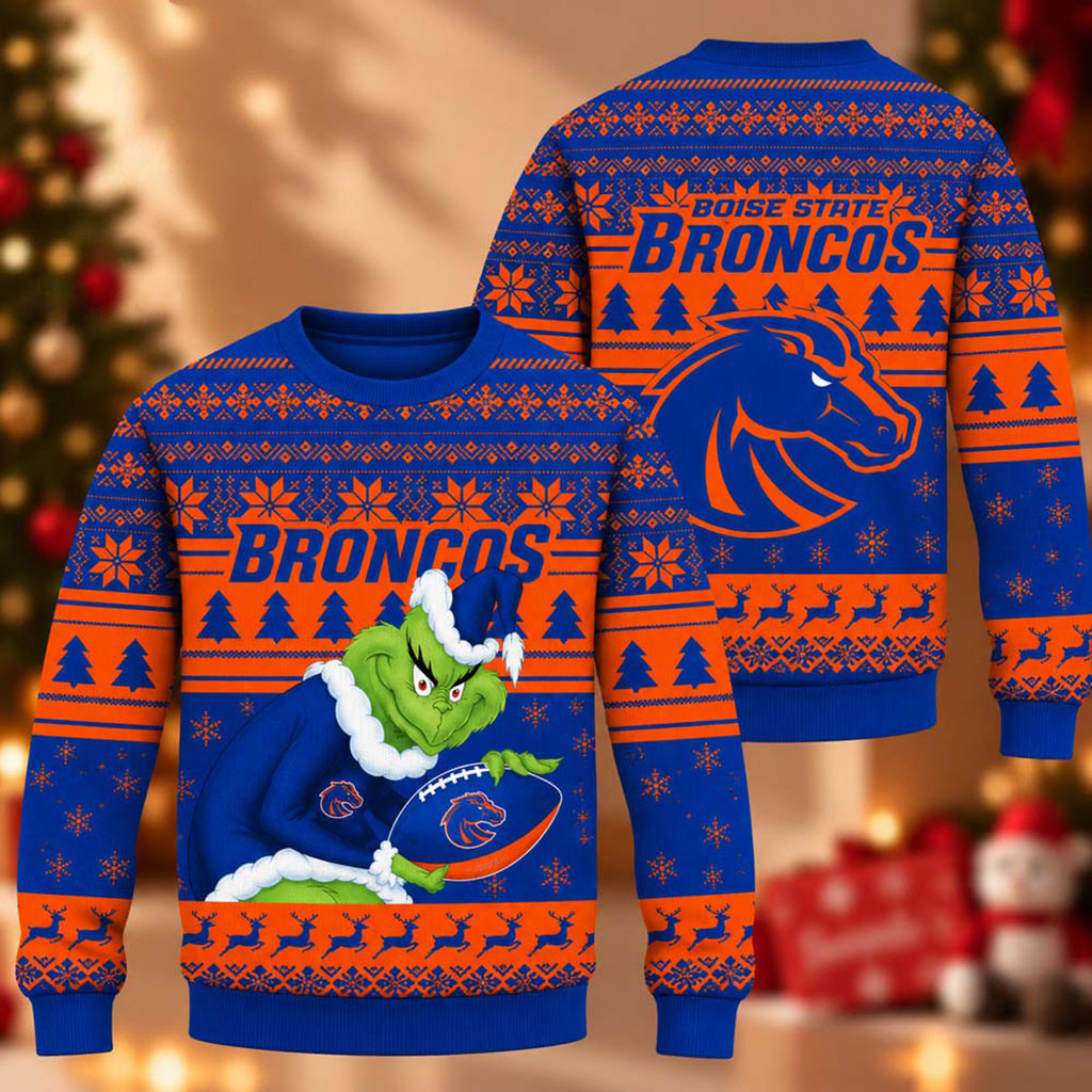 Boise State Broncos The Grinch 2026 Christmas Ugly Sweater Boise State Broncos Merch For Fans 1 - Unicasport Boise State Broncos The Grinch 2026 Christmas Ugly Sweater Boise State Broncos Merch For Fans
