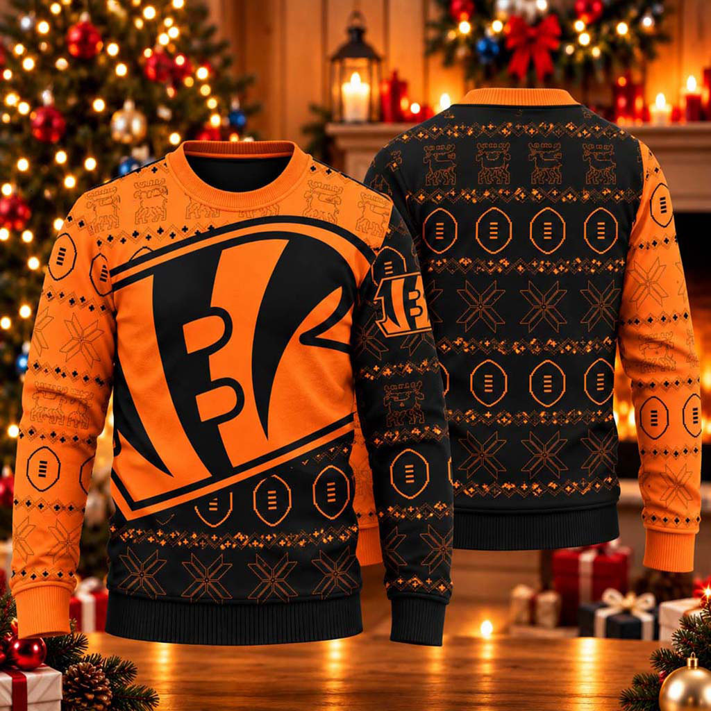 Cincinnati Bengals Football 2026 Christmas Ugly Sweater Bengals Merch Xmas Clothing BFF Gifts 1 - Unicasport Cincinnati Bengals Football 2026 Christmas Ugly Sweater Bengals Merch Xmas Clothing BFF Gifts