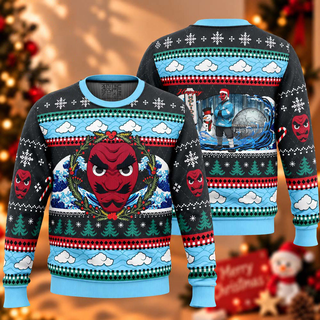 Demon Slayer Sakonji Urokodaki Chibi Christmas Ugly Sweater Demon Slayer Merch Anime Fan Gifts 1 - Unicasport Demon Slayer Sakonji Urokodaki Chibi Christmas Ugly Sweater Demon Slayer Merch Anime Fan Gifts