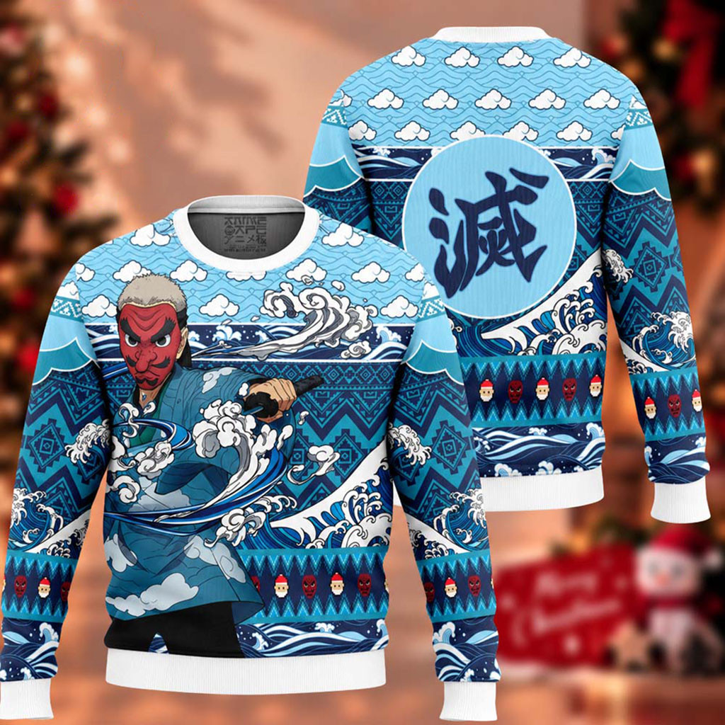 Demon Slayer Sakonji Urokodaki Chibi Christmas Ugly Sweater Demon Slayer Merch Friends Gifts 1 - Unicasport Demon Slayer Sakonji Urokodaki Chibi Christmas Ugly Sweater Demon Slayer Merch Friends Gifts