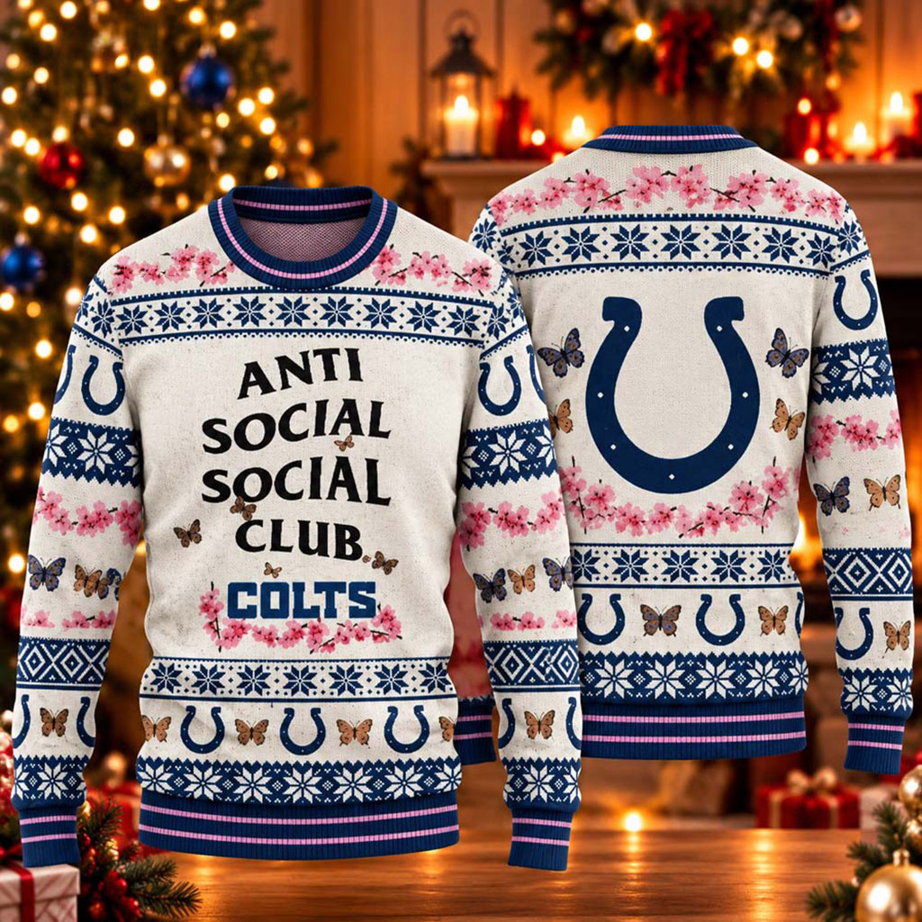 Indianapolis Colts x Anti Social Social Club ASSC 2026 Ugly Christmas Sweater Colts Merch 1 - Unicasport Indianapolis Colts x Anti Social Social Club ASSC 2026 Ugly Christmas Sweater Colts Merch