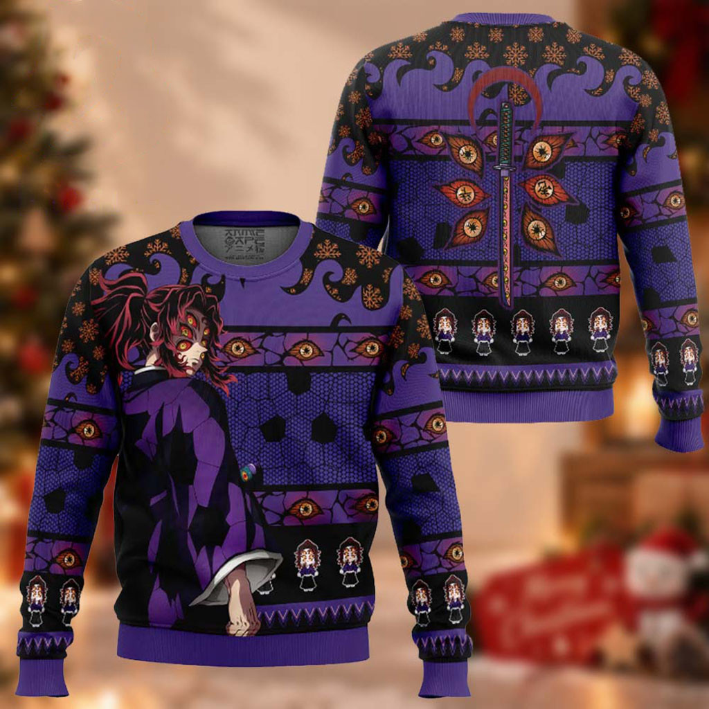 Demon Slayer Kokushibo Chibi Christmas Ugly Sweater Anime Clothing Gifts For Xmas 1 - Unicasport Demon Slayer Kokushibo Chibi Christmas Ugly Sweater Anime Clothing Gifts For Xmas
