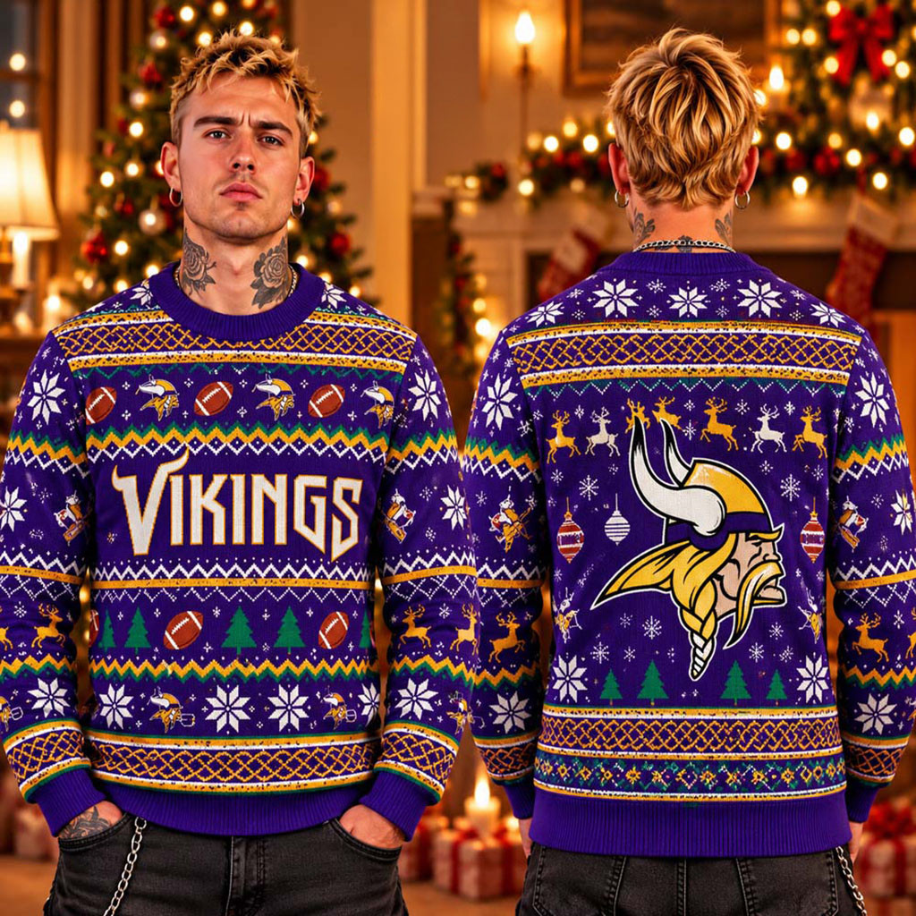 Minnesota Vikings 2026 Xmas Ugly Sweater Vikings Football Merch Christmas Present Ideas For Dad 1 - Unicasport Minnesota Vikings 2026 Xmas Ugly Sweater Vikings Football Merch Christmas Present Ideas For Dad