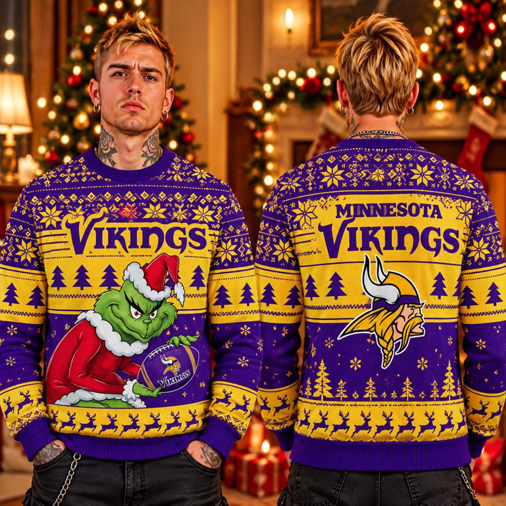 Minnesota Vikings Football The Grinch 2026 Christmas Ugly Sweater Minnesota Vikings Merch 1 - Unicasport Minnesota Vikings Football The Grinch 2026 Christmas Ugly Sweater Minnesota Vikings Merch