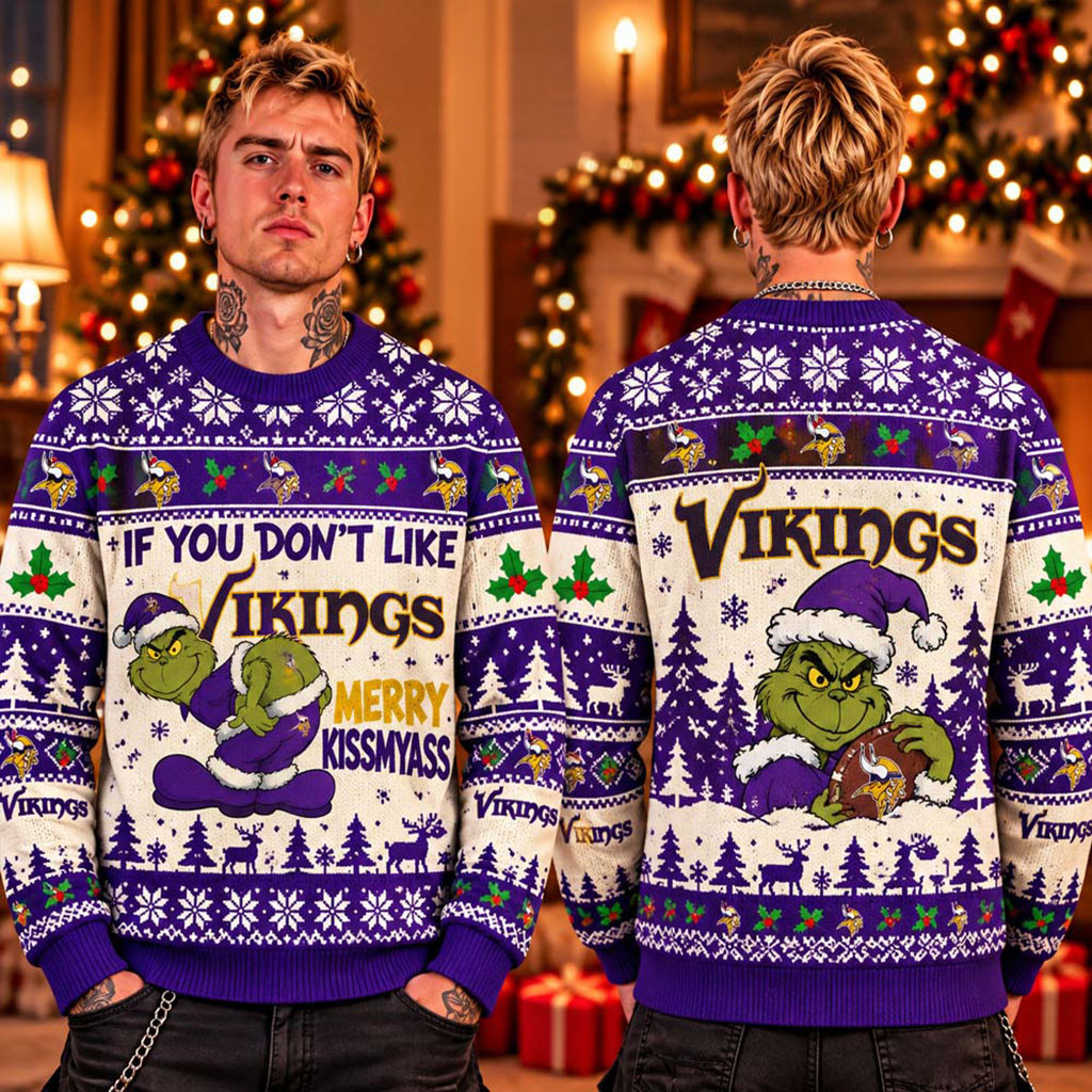 Minnesota Vikings Merch The Grinch If You Don't Like Best Ugly Christmas Sweater Gift For Fan 1 - Unicasport Minnesota Vikings Merch The Grinch If You Don't Like Best Ugly Christmas Sweater Gift For Fan