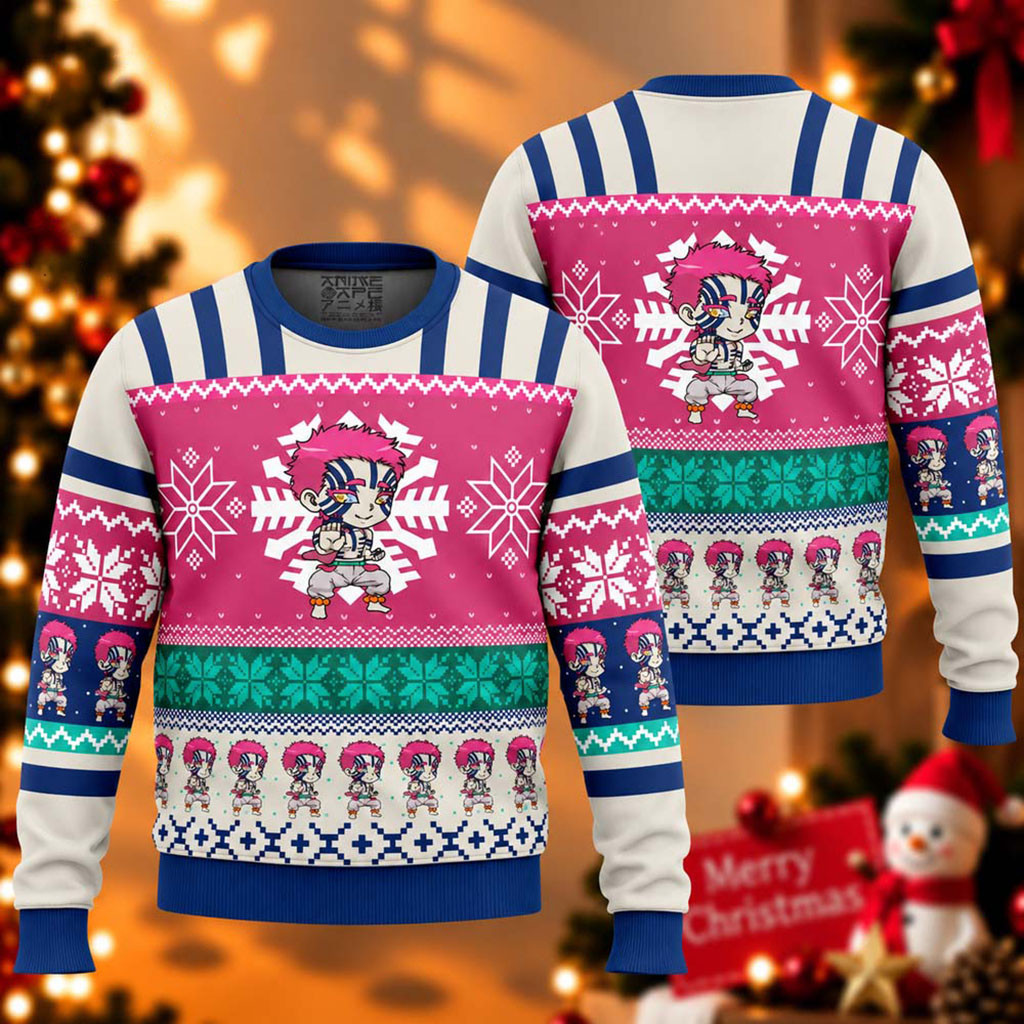 Demon Slayer Akaza Chibi Christmas Ugly Sweater Holiday Gear Xmas Gifts For Akaza Fans 1 - Unicasport Demon Slayer Akaza Chibi Christmas Ugly Sweater Holiday Gear Xmas Gifts For Akaza Fans
