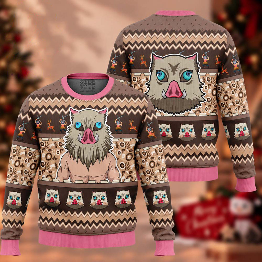 Demon Slayer Inosuke Hashibira Christmas Ugly Sweater Anime Holiday Apparel Gifts For Fan 1 - Unicasport Demon Slayer Inosuke Hashibira Christmas Ugly Sweater Anime Holiday Apparel Gifts For Fan