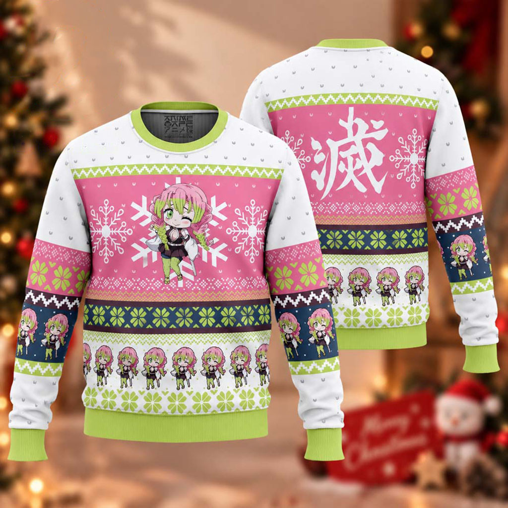 Demon Slayer Mitsuri Kanroji Chibi Christmas Ugly Sweater Demon Slayer Merch Christmas Gift Ideas 1 - Unicasport Demon Slayer Mitsuri Kanroji Chibi Christmas Ugly Sweater Demon Slayer Merch Christmas Gift Ideas