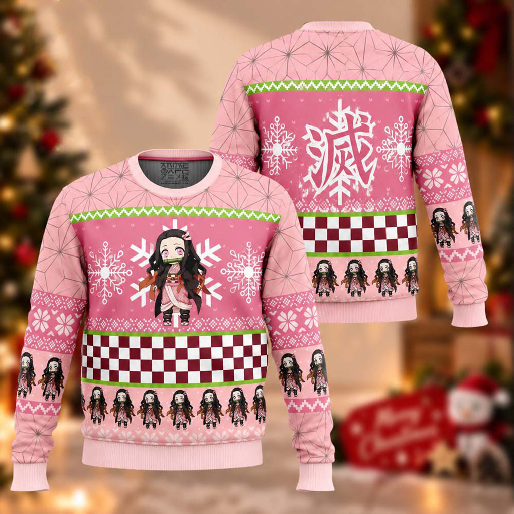 Demon Slayer Nezuko Kamado Chibi Christmas Ugly Sweater Demon Slayer Merch Xmas Gifts For Her 1 - Unicasport Demon Slayer Nezuko Kamado Chibi Christmas Ugly Sweater Demon Slayer Merch Xmas Gifts For Her