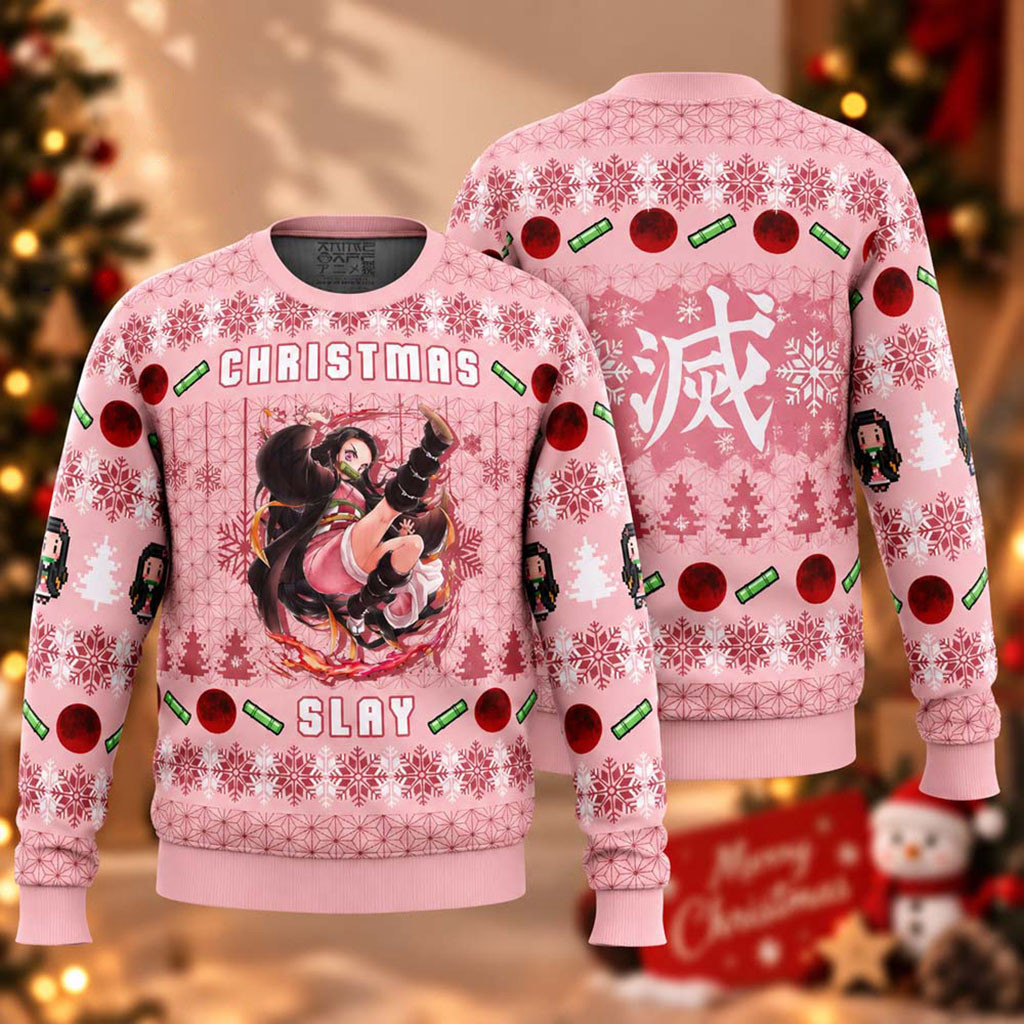 Demon Slayer Nezuko Slay Chibi Christmas Ugly Sweater Cute Anime Clothes Demon Slayer Merch 1 - Unicasport Demon Slayer Nezuko Slay Chibi Christmas Ugly Sweater Cute Anime Clothes Demon Slayer Merch