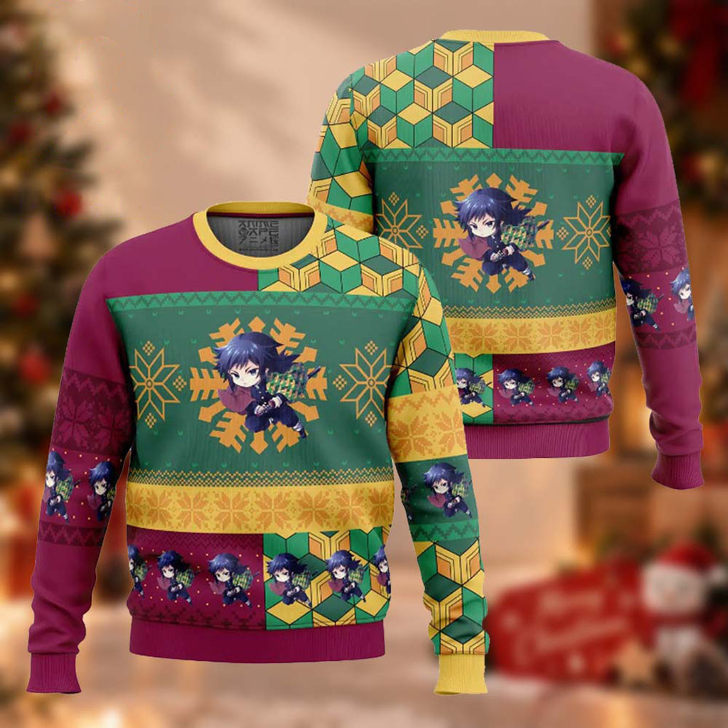 Demon Slayer Giyu Tomioka Chibi Christmas Ugly Sweater Xmas Apparel Gifts For Anime Fans 1 - Unicasport Demon Slayer Giyu Tomioka Chibi Christmas Ugly Sweater Xmas Apparel Gifts For Anime Fans