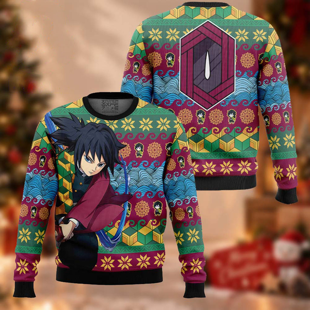 Demon Slayer Giyu Tomioka Christmas Ugly Sweater Holiday Gear Gifts For Anime Lovers 1 - Unicasport Demon Slayer Giyu Tomioka Christmas Ugly Sweater Holiday Gear Gifts For Anime Lovers