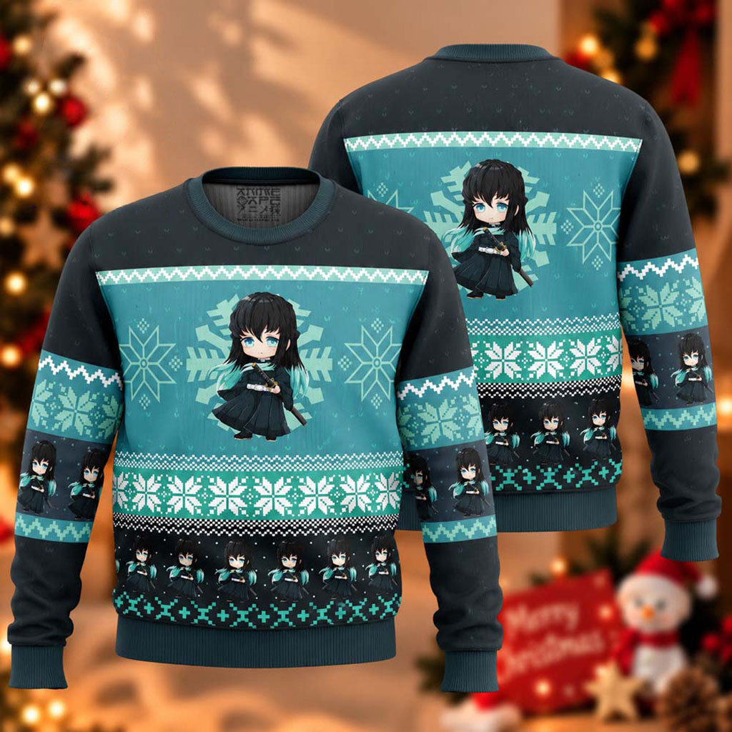 Demon Slayer Muichiro Tokito Chibi Christmas Ugly Sweater Demon Slayer Merch Christmas Gifts 1 - Unicasport Demon Slayer Muichiro Tokito Chibi Christmas Ugly Sweater Demon Slayer Merch Christmas Gifts