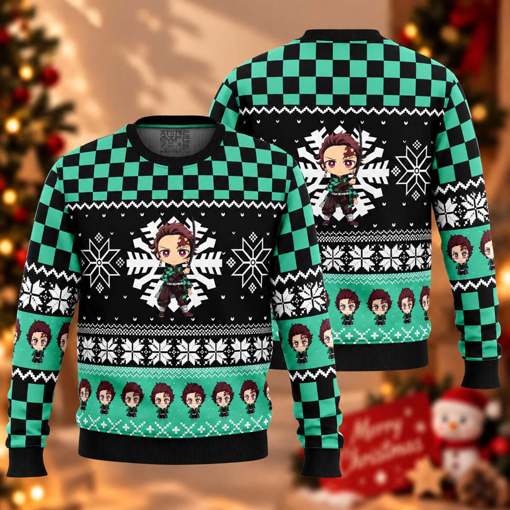 Demon Slayer Tanjiro Kamado Chibi Christmas Ugly Sweater Xmas Gear Demon Slayer Fans Gifts