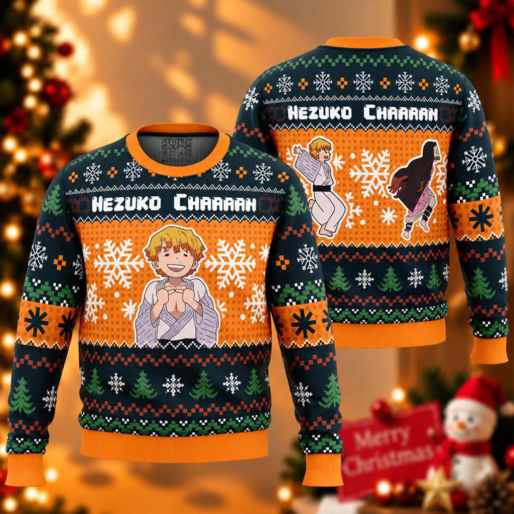 Demon Slayer Nezuko Chaaaan Chibi Christmas Ugly Sweater Demon Slayer Merch Xmas Gifts For Him 1 - Unicasport Demon Slayer Nezuko Chaaaan Chibi Christmas Ugly Sweater Demon Slayer Merch Xmas Gifts For Him