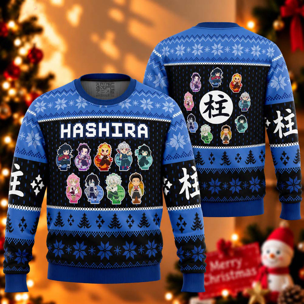 Demon Slayer Hashira Chibi Christmas Ugly Sweater Xmas Clothes Gifts For Hashira Fans 1 - Unicasport Demon Slayer Hashira Chibi Christmas Ugly Sweater Xmas Clothes Gifts For Hashira Fans