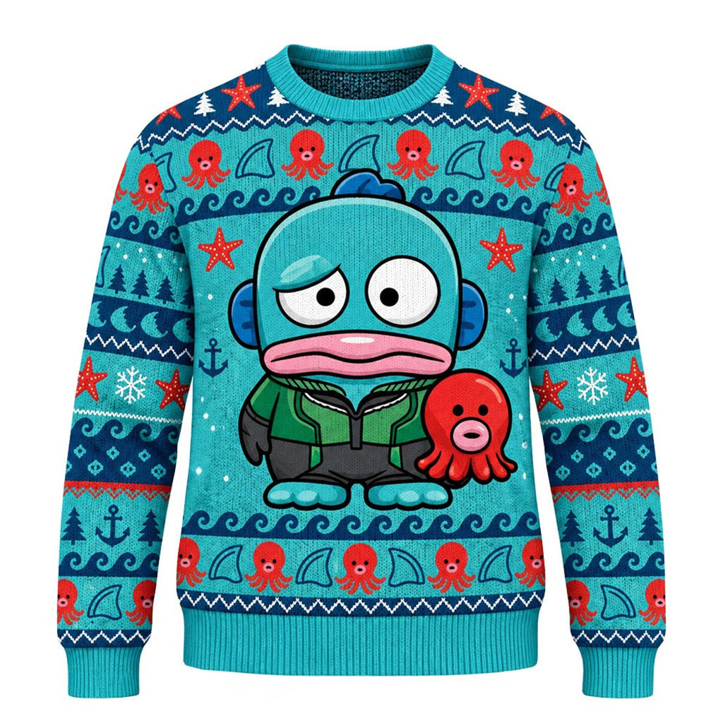 Hello Kitty And Friends Sanrio X The Boys Hangyodon As The Deep 2026 Ugly Christmas Sweater 1 - Unicasport Hello Kitty And Friends Sanrio X The Boys Hangyodon As The Deep 2026 Ugly Christmas Sweater