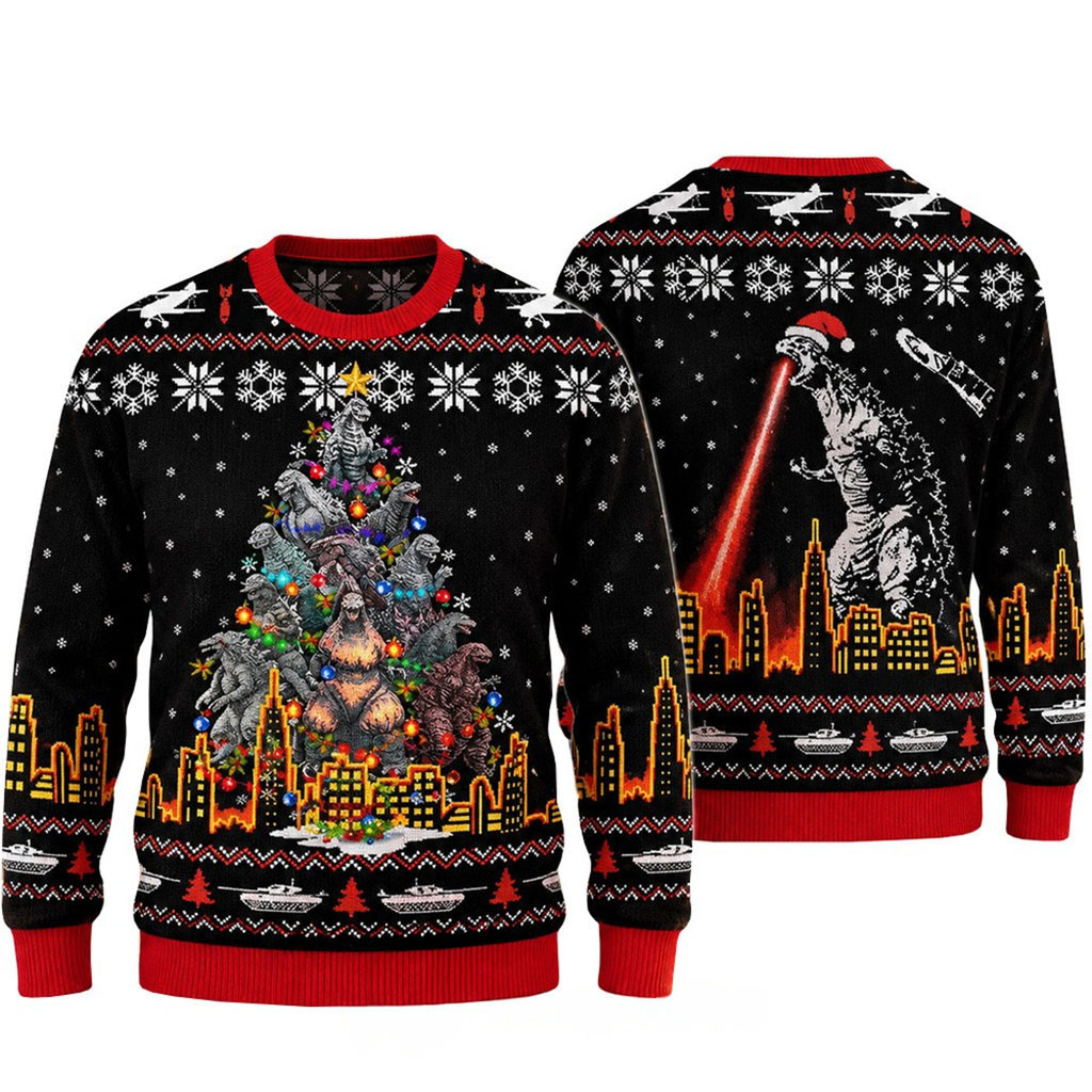 Godzilla Christmas 2026 Ugly Sweater Godzilla Merch Xmas Gifts For Movie Fans 1 - Unicasport Godzilla Christmas 2026 Ugly Sweater Godzilla Merch Xmas Gifts For Movie Fans