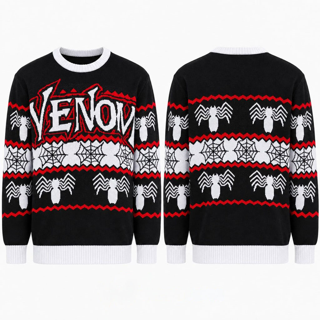 Marvel Venom Spider Web Black Red Ugly Christmas Sweater Venom Merch Gift For Fans 1 - Unicasport Marvel Venom Spider Web Black Red Ugly Christmas Sweater Venom Merch Gift For Fans