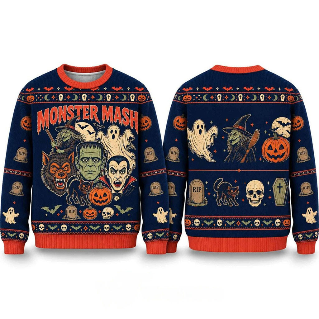 Monster Mash Halloween 2026 Spooky Ugly Sweater Monster Mash Merch Gifts For Horror Lovers 1 - Unicasport Monster Mash Halloween 2026 Spooky Ugly Sweater Monster Mash Merch Gifts For Horror Lovers