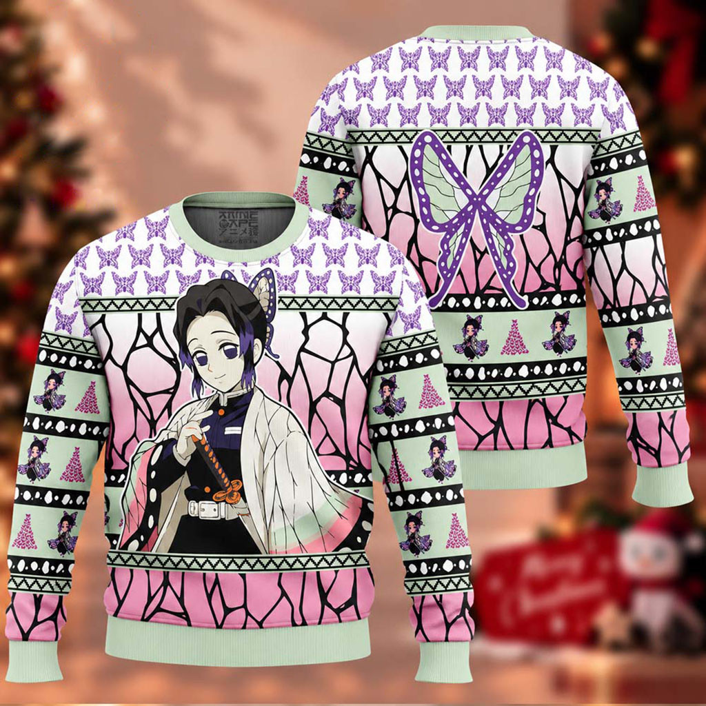 Demon Slayer Shinobu Kocho Chibi Christmas Ugly Sweater Shinobu Kocho Merch BFF Gifts 1 - Unicasport Demon Slayer Shinobu Kocho Chibi Christmas Ugly Sweater Shinobu Kocho Merch BFF Gifts