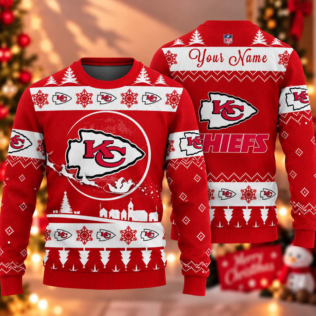 Custom Kansas City Chiefs Football 2026 Ugly Christmas Sweater KC Chiefs Merch Holiday Gifts 1 - Unicasport Custom Kansas City Chiefs Football 2026 Ugly Christmas Sweater KC Chiefs Merch Holiday Gifts