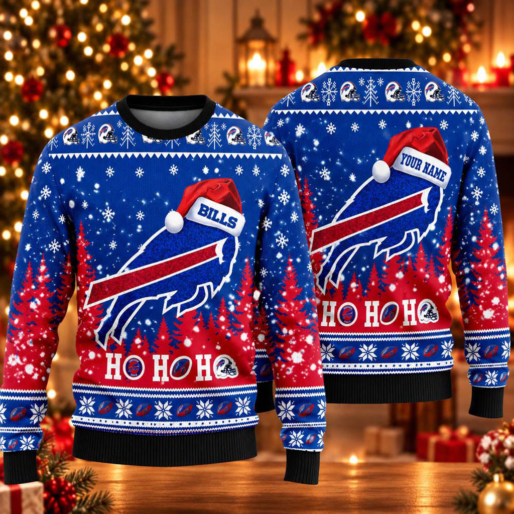 Custom Buffalo Bills Santa Christmas Ugly Sweater Bills Merch Presents For Football Fans 1 - Unicasport Custom Buffalo Bills Santa Christmas Ugly Sweater Bills Merch Presents For Football Fans