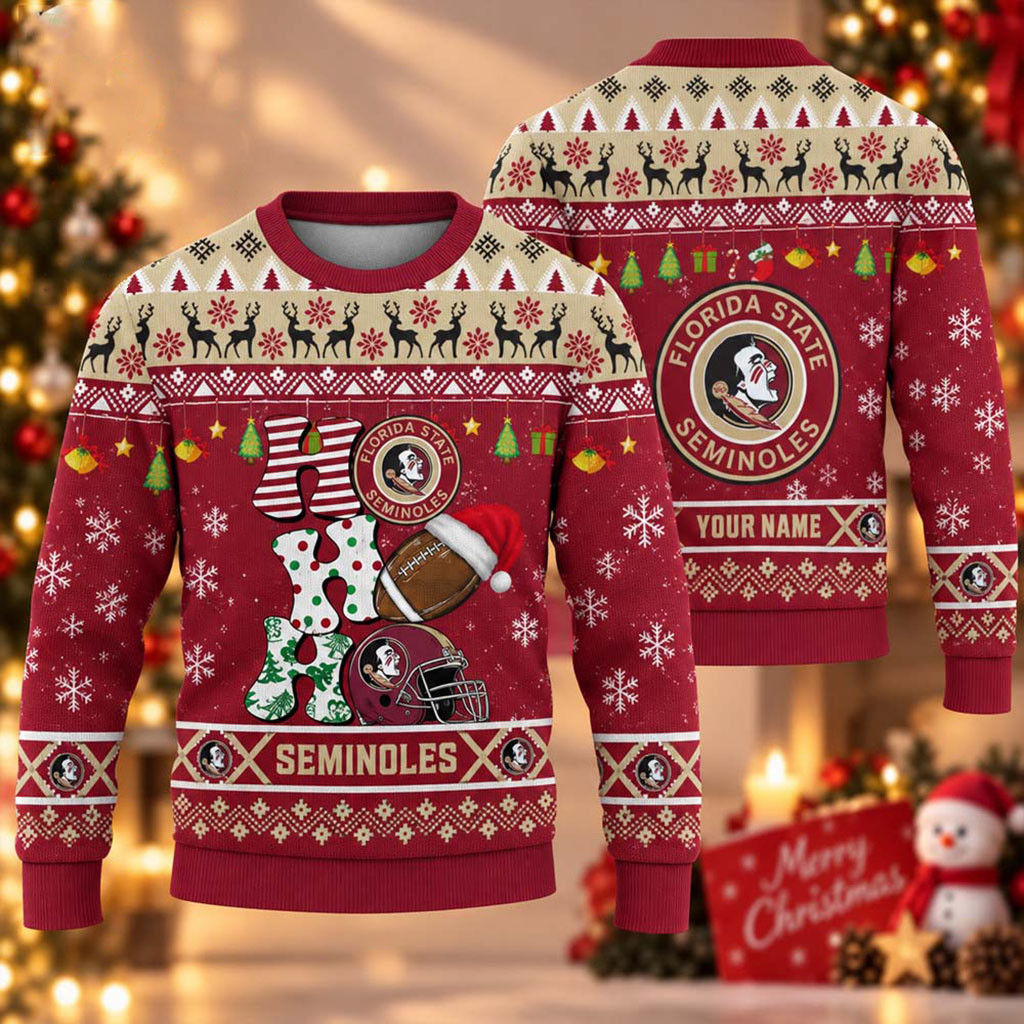Custom Florida State Seminoles HO HO HO 2026 Christmas Ugly Sweater Seminoles Merch Fan Gifts 1 - Unicasport Custom Florida State Seminoles HO HO HO 2026 Christmas Ugly Sweater Seminoles Merch Fan Gifts