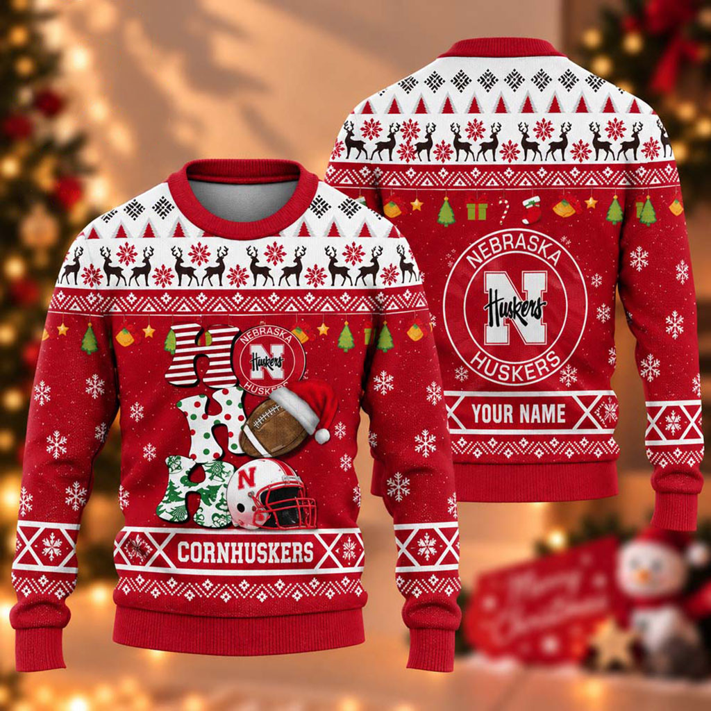 Custom Nebraska Cornhuskers Ho Ho Ho 2026 Christmas Ugly Sweater Cornhuskers Merch Fan Gift 1 - Unicasport Custom Nebraska Cornhuskers Ho Ho Ho 2026 Christmas Ugly Sweater Cornhuskers Merch Fan Gift
