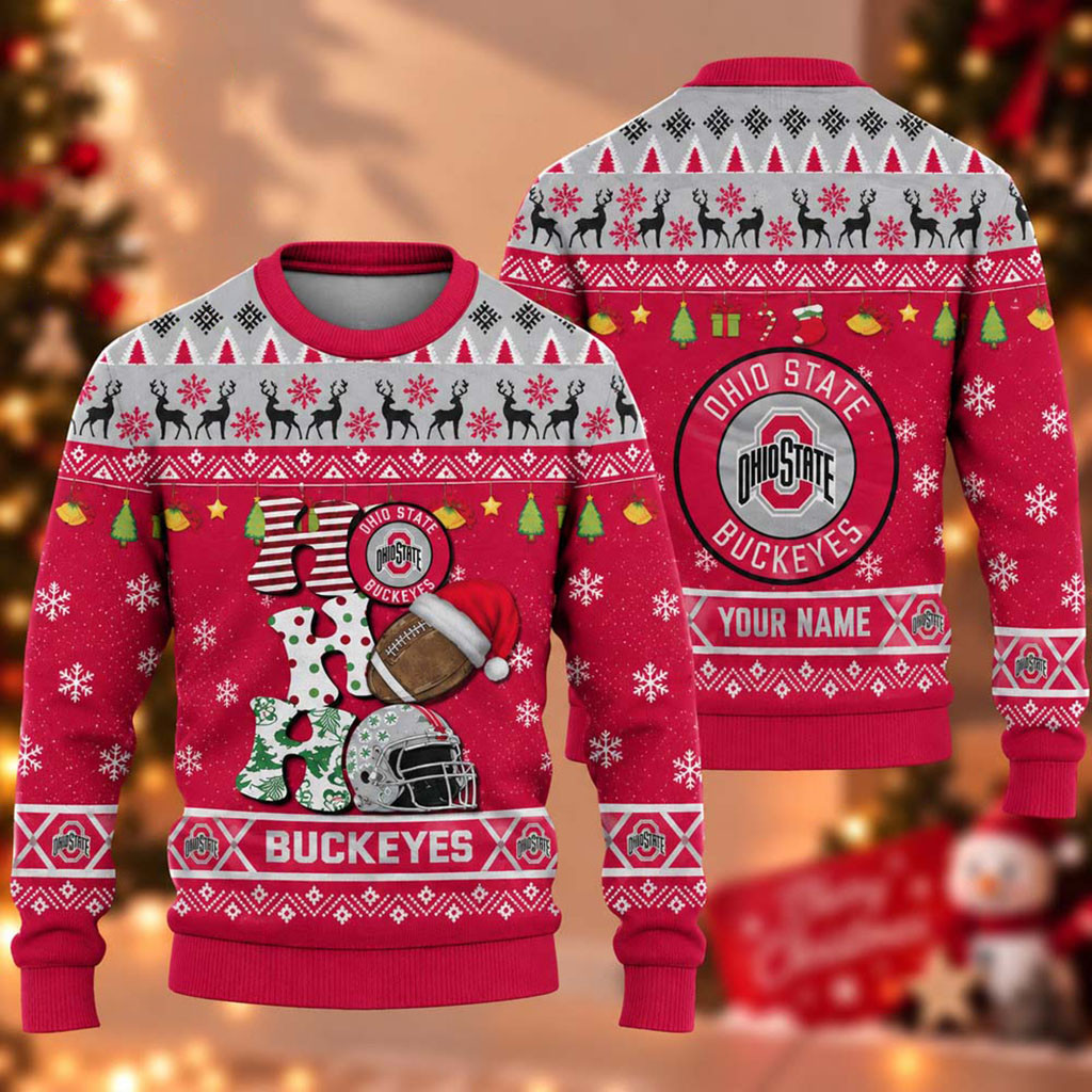 Custom Ohio State Buckeyes Ho Ho Ho 2026 Christmas Ugly Sweater Ohio State Buckeyes Merch 1 - Unicasport Custom Ohio State Buckeyes Ho Ho Ho 2026 Christmas Ugly Sweater Ohio State Buckeyes Merch
