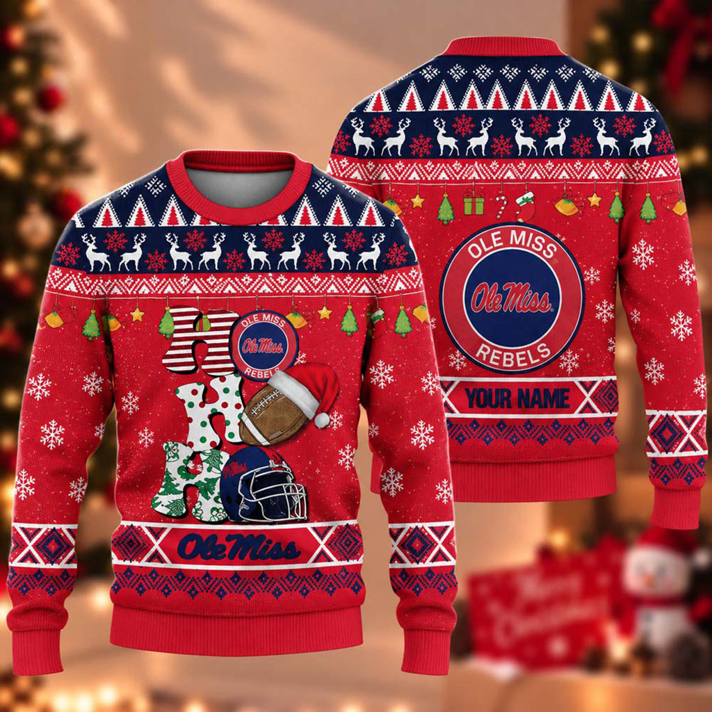 Custom Ole Miss Rebels Ho Ho Ho 2026 Christmas Ugly Sweater Ole Miss Rebels Merch Him Gifts 1 - Unicasport Custom Ole Miss Rebels Ho Ho Ho 2026 Christmas Ugly Sweater Ole Miss Rebels Merch Him Gifts