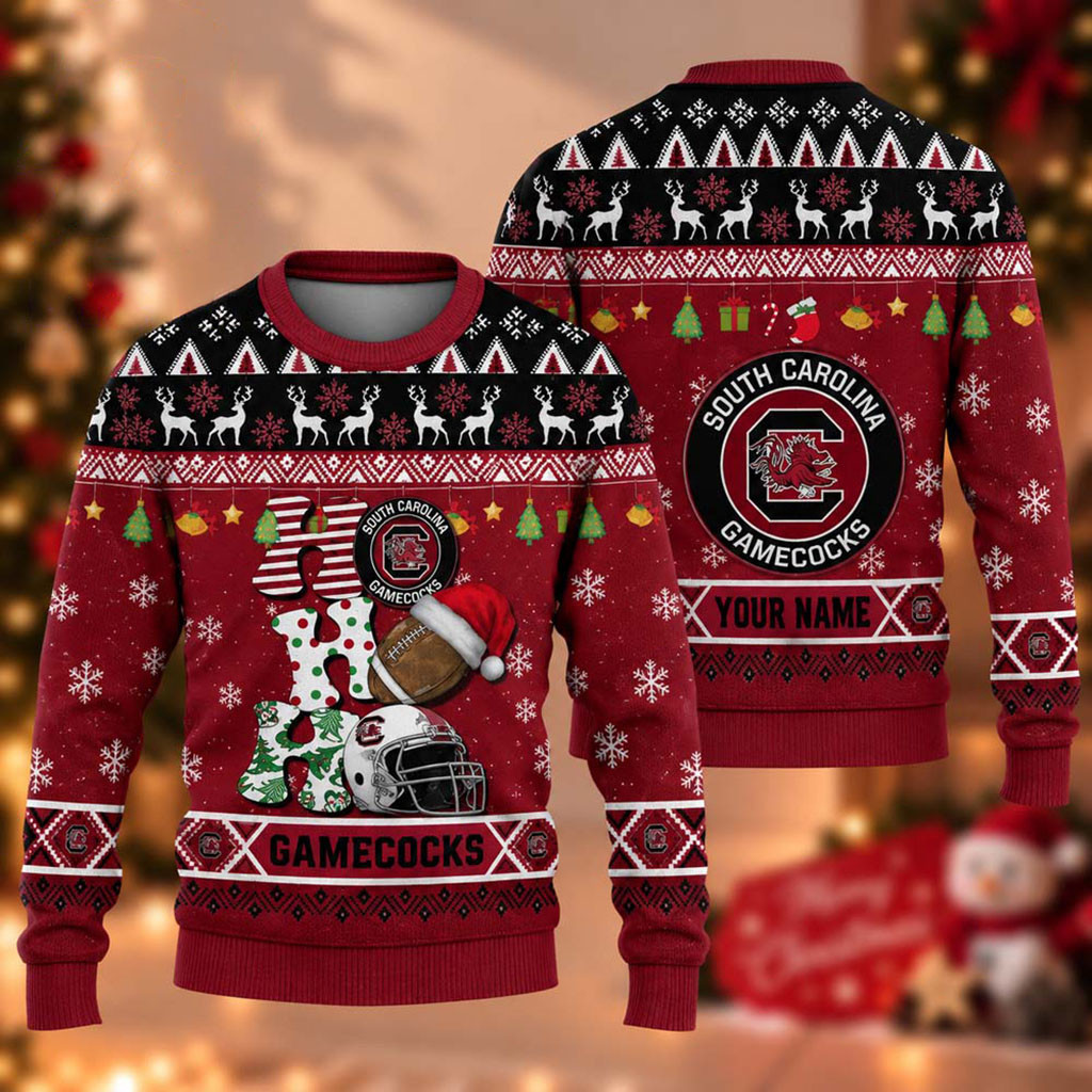 Custom South Carolina Gamecocks Ho Ho Ho 2026 Christmas Ugly Sweater Gamecocks Merch Fan Gifts 1 - Unicasport Custom South Carolina Gamecocks Ho Ho Ho 2026 Christmas Ugly Sweater Gamecocks Merch Fan Gifts